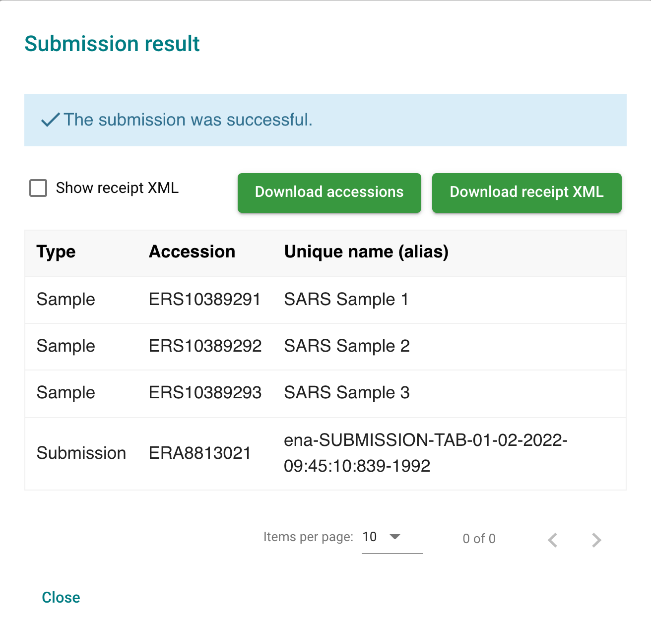 Register sample success